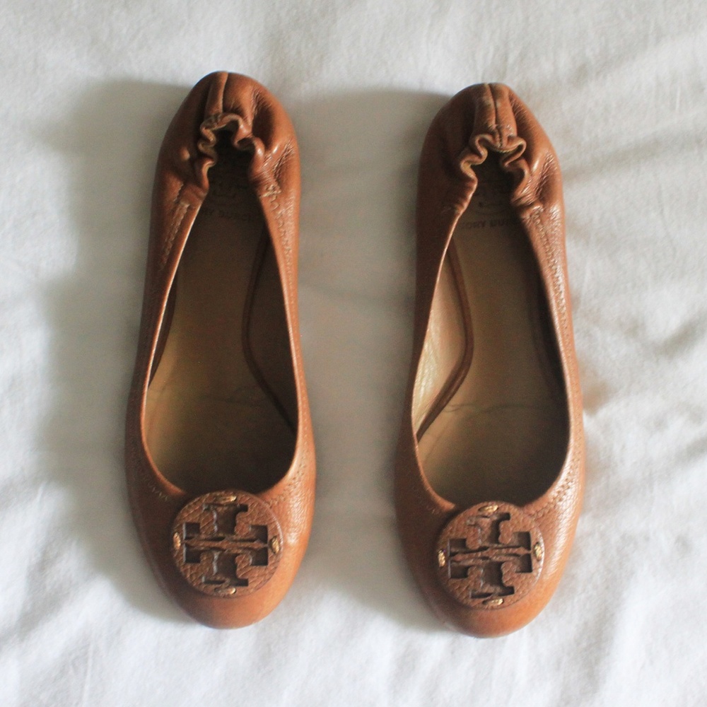 Tory Burch Tan Leather Ballet Flats